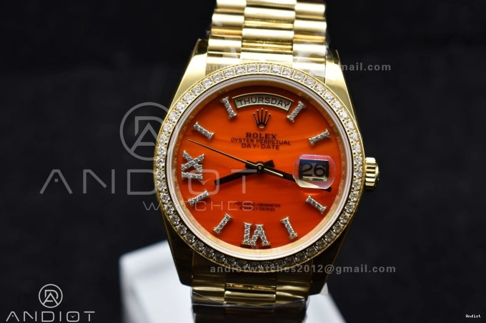 Best Edition Carnelian on Dial Date Red Bracelet YG 36 1:1 A2836 YG Day RAF 1202